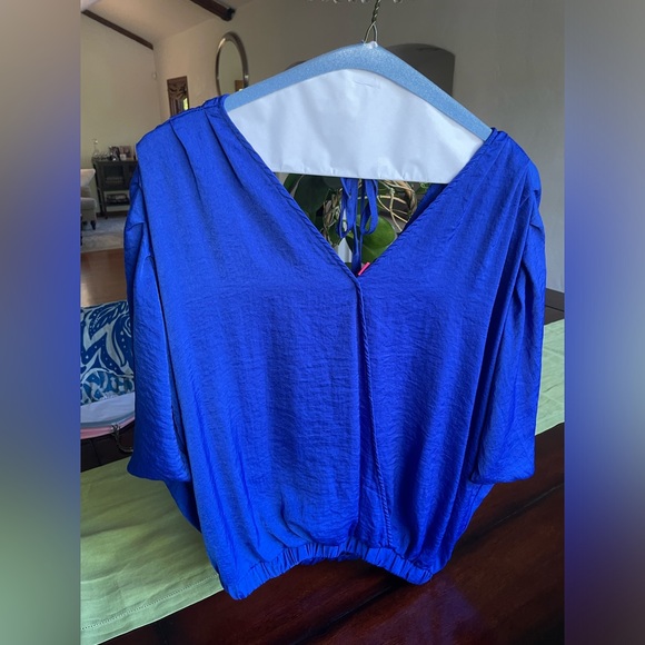 Vince Camuto Tie-Back Rumpled Top. Size S. Cobalt Blue. Like New. - Picture 1 of 3